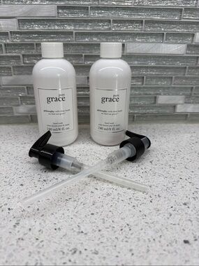 Philosophy Pure Grace White Hand Wash Bottles with Black Pumps